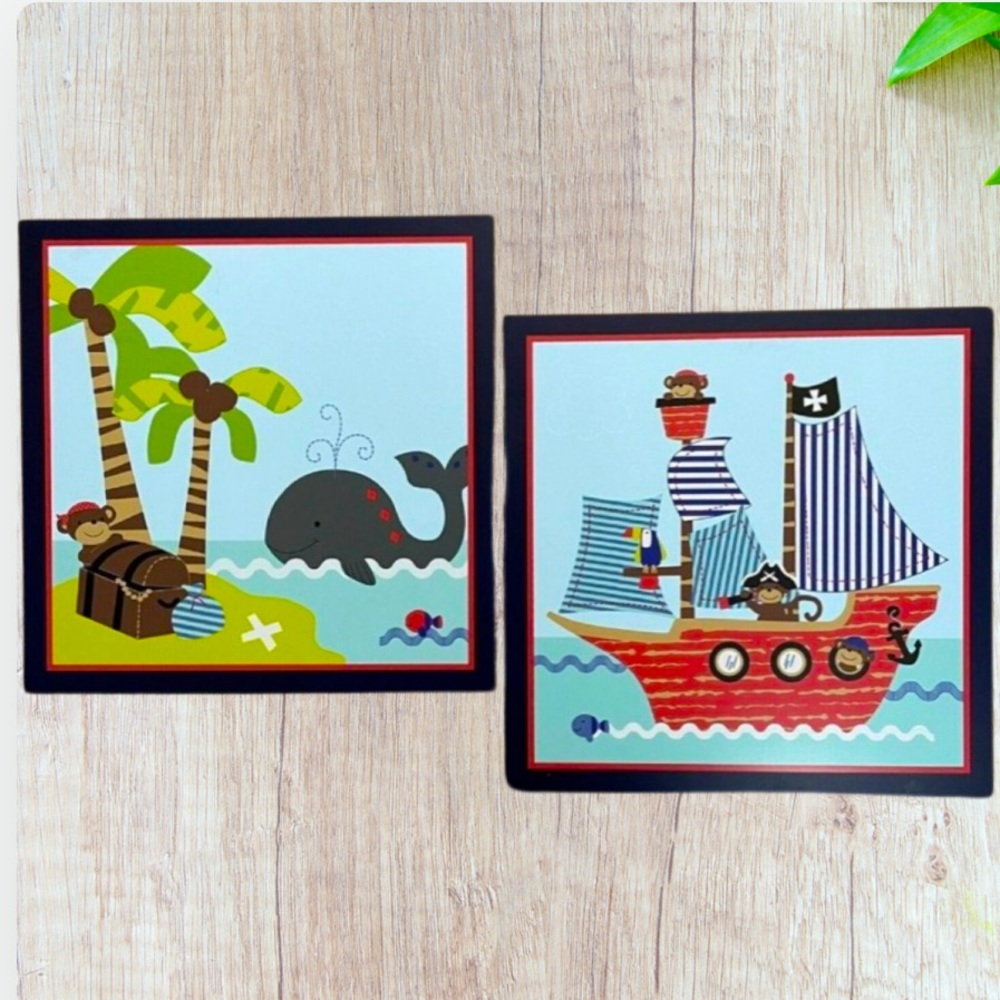 Treasure Island Pirate Monkey & Whale Nursery Wall Decor. Bedtime Originals